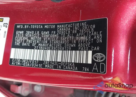 2009 Toyota Corolla S from USA, damaged, VIN 2T1BU40EX9C068129